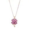Gemminded 14k Rose Gold Over Silver Lab-Created Pink Sapphire Four-Leaf Clover Pendant Necklace