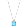 Gemminded Sterling Silver Blue & White Topaz Square Pendant Necklace