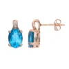 Gemminded 14k Rose Gold Over Silver Blue Topaz & Diamond Accent Oval Stud Earrings -Gemminded Jewelry 2862115