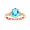 Gemminded 14k Rose Gold Over Silver Blue Topaz & Diamond Accent Oval Ring -Gemminded Jewelry 2862122