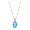 Gemminded 14k Rose Gold Over Silver Blue Topaz & Diamond Accent Oval Pendant
