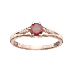 Gemminded 10k Rose Gold Garnet & Diamond Accent Ring