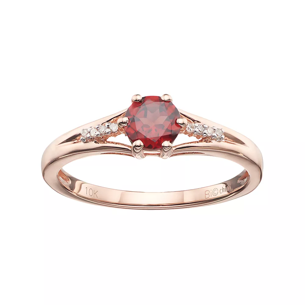 Gemminded 10k Rose Gold Garnet & Diamond Accent Ring 3 Gemminded 10k Rose Gold Garnet & Diamond Accent Ring