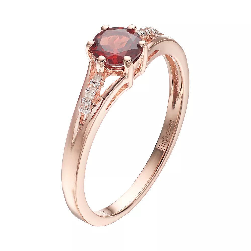 Gemminded 10k Rose Gold Garnet & Diamond Accent Ring 4 Gemminded 10k Rose Gold Garnet & Diamond Accent Ring - Image 2