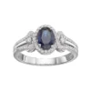 Gemminded 10k White Gold Sapphire & 1/4 Carat T.W. Diamond Oval Halo Ring -Gemminded Jewelry 2862993
