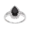 Gemminded Sterling Silver Onyx & White Topaz Teardrop Ring