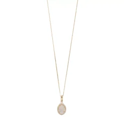 Gemminded 10k Gold 1/6 Carat T.W. Diamond & White Opal Halo Pendant