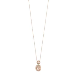 Gemminded 10k Rose Gold 1/6 Carat T.W. Diamond & Morganite Oval Pendant Necklace