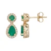 Gemminded 10k Gold Emerald & 1/4 Carat T.W. Diamond Teardrop Earrings -Gemminded Jewelry 3334045