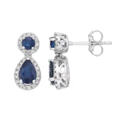 Gemminded 10k White Gold Sapphire & 1/4 Carat T.W. Diamond Teardrop Earrings