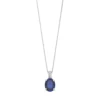 Gemminded Sterling Silver Lab-Created Sapphire & Diamond Accent Oval Pendant Necklace -Gemminded Jewelry 3354074