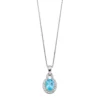 Gemminded Sterling Silver Blue & White Topaz Oval Halo Pendant Necklace -Gemminded Jewelry 3356114