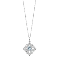 Gemminded Sterling Silver Lab-Created Aquamarine & White Topaz Cross Pendant Necklace