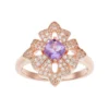Gemminded 14k Rose Gold Over Silver Amethyst & White Topaz Flower Ring 2 Gemminded 14k Rose Gold Over Silver Amethyst & White Topaz Flower Ring -Gemminded Jewelry 3356344
