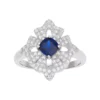 Gemminded Sterling Silver Lab-Created Sapphire & White Topaz Flower Ring -Gemminded Jewelry 3356389