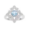 Gemminded Sterling Silver Lab-Created Aquamarine & White Topaz Flower Ring