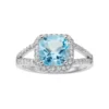 Gemminded Sterling Silver Blue & White Topaz Cushion Halo Ring -Gemminded Jewelry 3356629