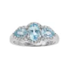 Gemminded Sterling Silver Blue & White Topaz 3-Stone Ring -Gemminded Jewelry 3358531