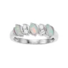 Gemminded Sterling Silver Lab-Created White Opal & White Topaz 3-Stone Ring