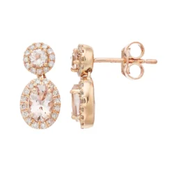Gemminded 10k Rose Gold Morganite & 1/4 Carat T.W. Diamond Oval Drop Earrings