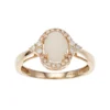 Gemminded 10k Gold Opal & 1/6 Carat T.W. Diamond Oval Halo Ring