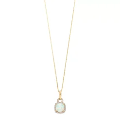 Gemminded 10k Gold Opal 1/10 Carat T.W. Diamond Pendant Necklace
