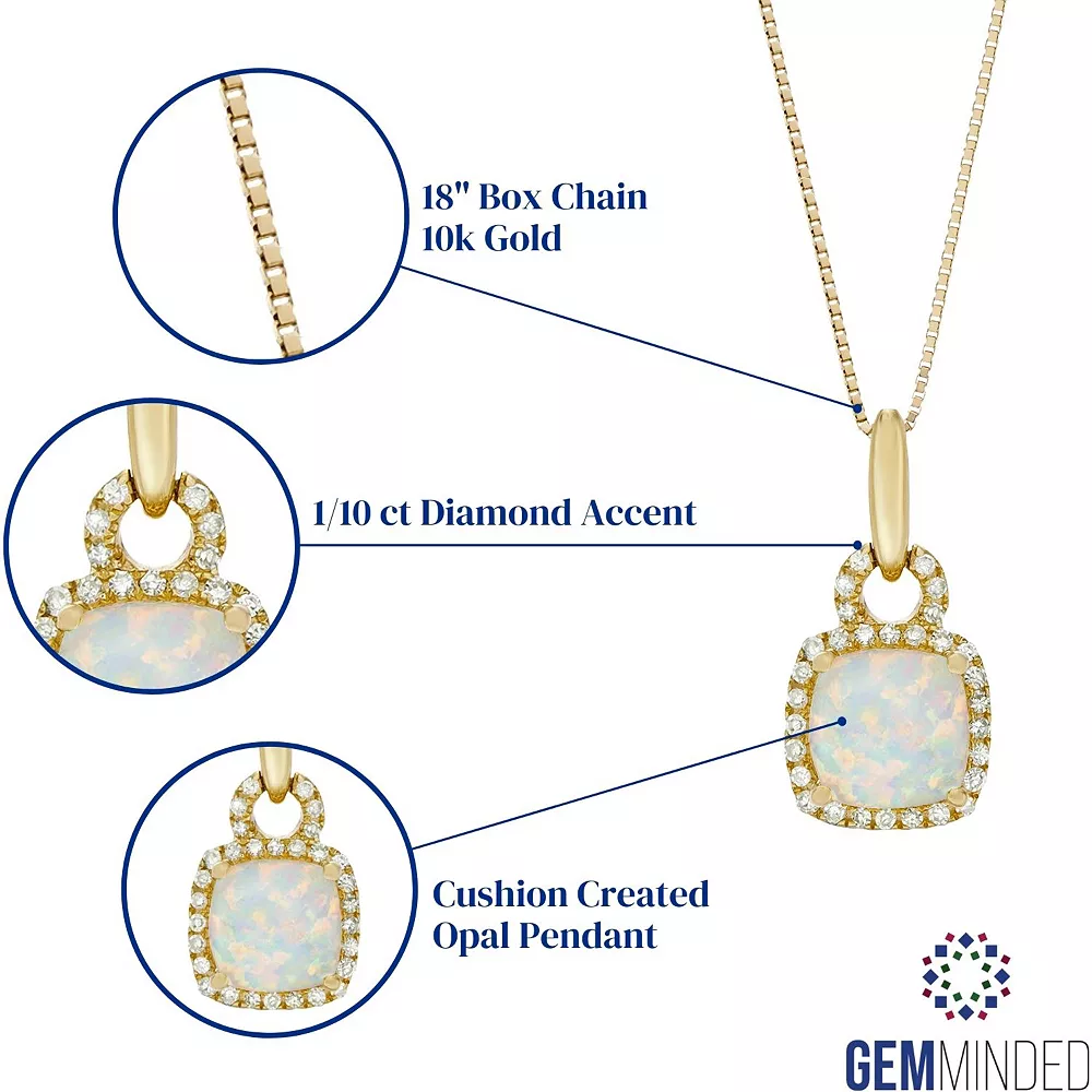 Gemminded 10k Gold Opal 1/10 Carat T.W. Diamond Pendant Necklace 4 Gemminded 10k Gold Opal 1/10 Carat T.W. Diamond Pendant Necklace - Image 2