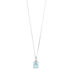 Gemminded 10k White Gold Aquamarine Diamond Accent Pendant Necklace