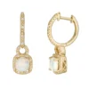 Gemminded 10k Gold Opal 1/7 Carat T.W. Diamond Hoop Drop Earrings -Gemminded Jewelry 3495040