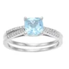 Gemminded 10k White Gold Aquamarine 1/7 Carat T.W. Diamond Ring -Gemminded Jewelry 3495041