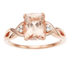 Gemminded 10k Rose Gold Morganite Diamond Accent Ring
