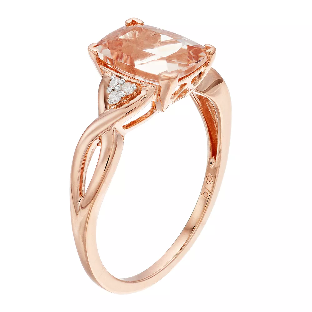 Gemminded 10k Rose Gold Morganite Diamond Accent Ring 4 Gemminded 10k Rose Gold Morganite Diamond Accent Ring - Image 2