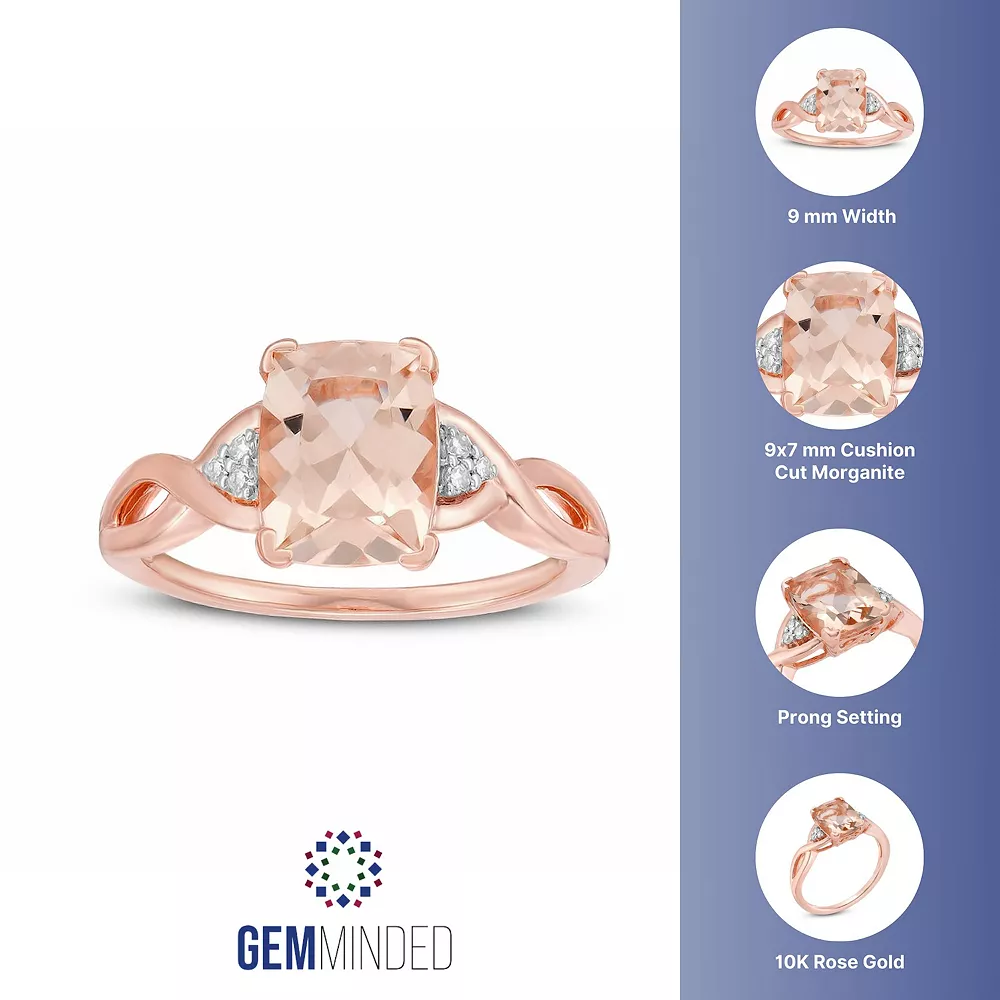 Gemminded 10k Rose Gold Morganite Diamond Accent Ring 5 Gemminded 10k Rose Gold Morganite Diamond Accent Ring - Image 3