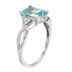 Gemminded 10k White Gold Aquamarine Diamond Accent Ring 6 Gemminded 10k White Gold Aquamarine Diamond Accent Ring -Gemminded Jewelry 3495044 ALT