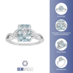 Gemminded 10k White Gold Aquamarine Diamond Accent Ring 7 Gemminded 10k White Gold Aquamarine Diamond Accent Ring -Gemminded Jewelry 3495044 ALT5