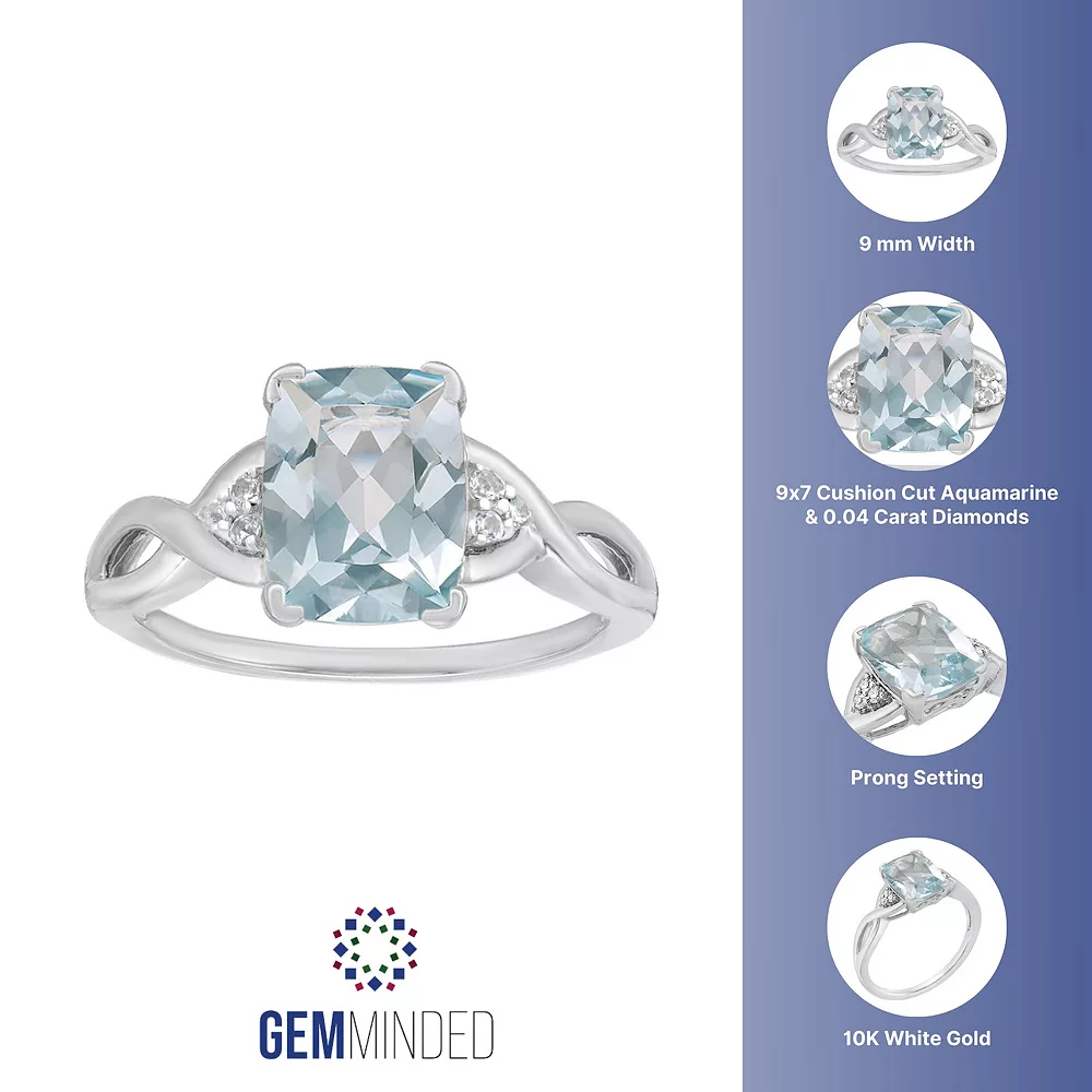 Gemminded 10k White Gold Aquamarine Diamond Accent Ring 5 Gemminded 10k White Gold Aquamarine Diamond Accent Ring - Image 3