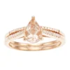 Gemminded 10k Rose Gold Pear Morganite 1/7 Carat Diamond Ring -Gemminded Jewelry 3495046