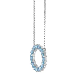 Gemminded Sterling Silver Blue Topaz Round Necklace -Gemminded Jewelry 3495478 ALT