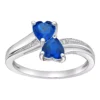 Gemminded Sterling Silver Gemstone & Diamond Accent Double Heart Bypass Ring -Gemminded Jewelry 3522361 Created Sapphire