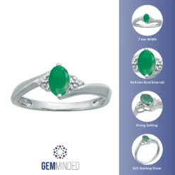 Gemminded Sterling Silver Gemstone Diamond Accent Ring -Gemminded Jewelry 3522985 ALT5