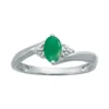 Gemminded Sterling Silver Gemstone Diamond Accent Ring -Gemminded Jewelry 3522985 Emerald