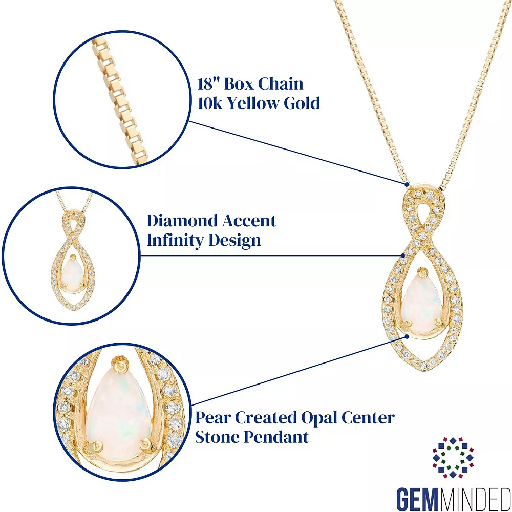 Gemminded 10k Gold 1/8 Carat T.W. & Lab-Created Opal Infinity Pendant Necklace 4 Gemminded 10k Gold 1/8 Carat T.W. & Lab-Created Opal Infinity Pendant Necklace - Image 2