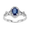 Gemminded 10k White Gold Sapphire & 1/4 Carat T.W. Oval Halo Ring 1 Gemminded 10k White Gold Sapphire & 1/4 Carat T.W. Oval Halo Ring -Gemminded Jewelry 3712373