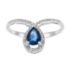 Gemminded 10k White Gold Sapphire Teardrop & 1/6 Carat T.W. Diamond Ring -Gemminded Jewelry 3712375