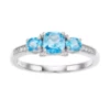 Gemminded Silver Tone Blue Topaz & Diamond Accent 3 Stone Ring -Gemminded Jewelry 3738870