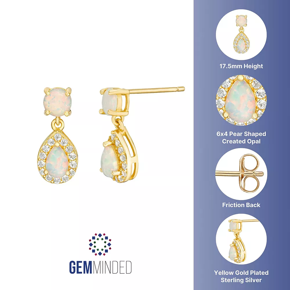 Gemminded 18k Gold Over Silver Lab-Created Opal Drop Earrings 4 Gemminded 18k Gold Over Silver Lab-Created Opal Drop Earrings - Image 2