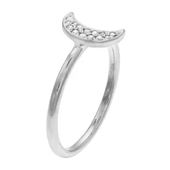 Gemminded Silver Tone 1/10-ct. T.W. Diamond Accent Crescent Moon Ring 6 Gemminded Silver Tone 1/10-ct. T.W. Diamond Accent Crescent Moon Ring -Gemminded Jewelry 3738877 ALT