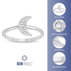 Gemminded Silver Tone 1/10-ct. T.W. Diamond Accent Crescent Moon Ring 7 Gemminded Silver Tone 1/10-ct. T.W. Diamond Accent Crescent Moon Ring -Gemminded Jewelry 3738877 ALT5