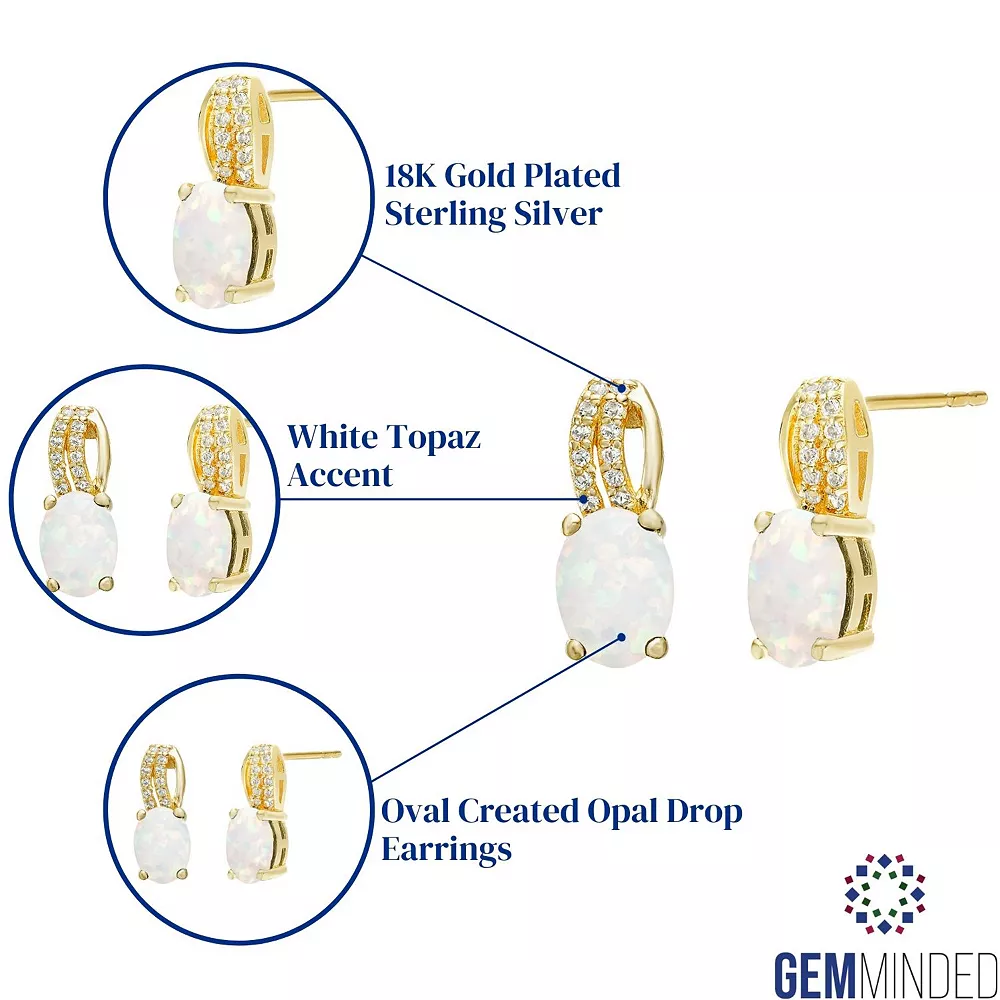 Gemminded Gold Over Silver Lab-Created Opal Drop Earrings 4 Gemminded Gold Over Silver Lab-Created Opal Drop Earrings - Image 2