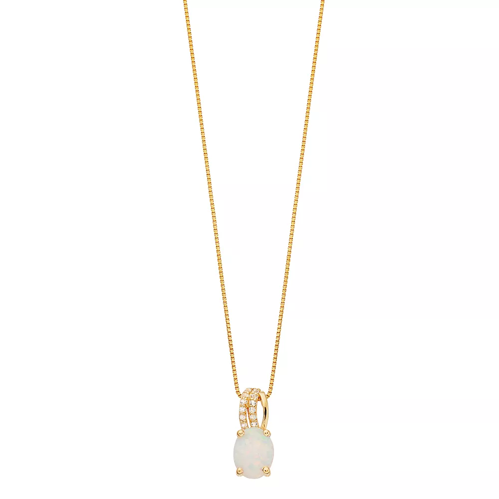 Gemminded Gold Over Silver Lab-Created Opal Pendant Necklace 3 Gemminded Gold Over Silver Lab-Created Opal Pendant Necklace